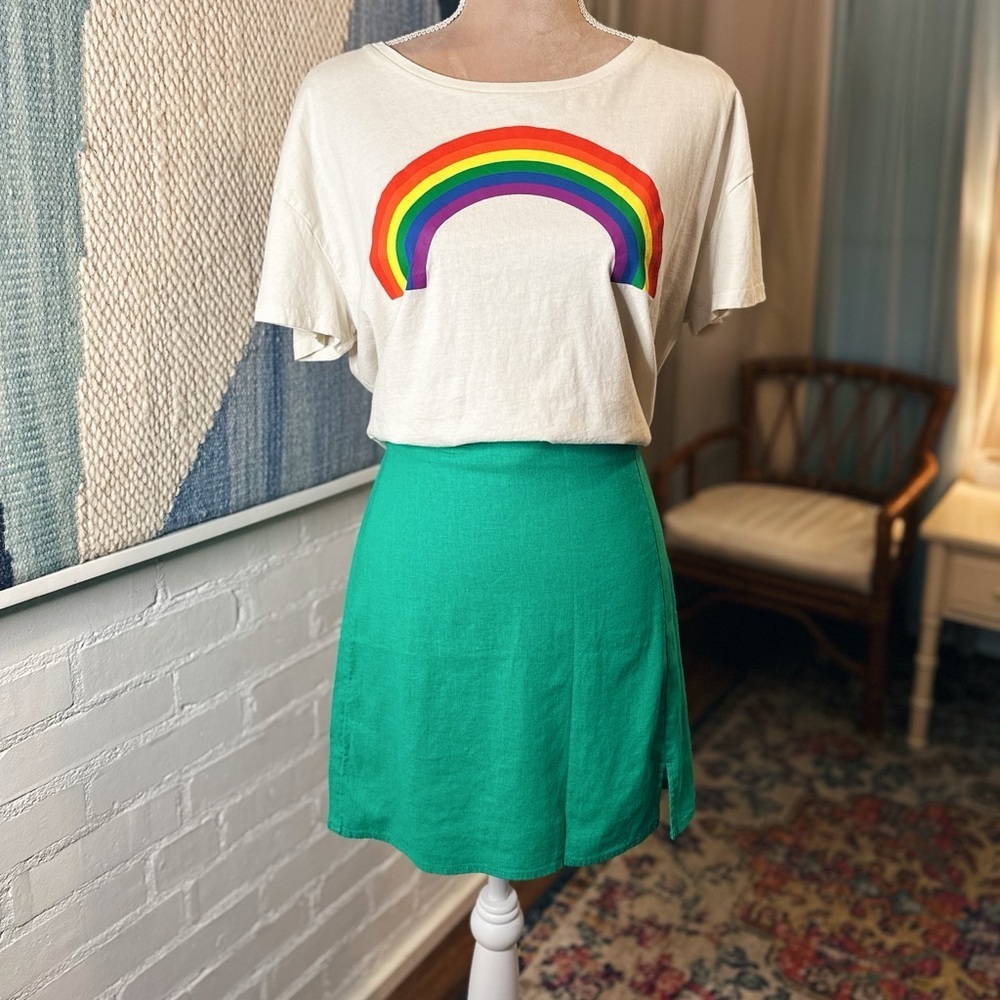 NWT A New Day Green Linen Blend Mini Skirt - Picture 3 of 12